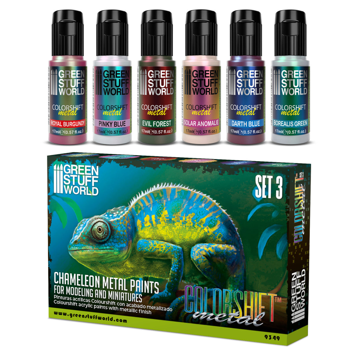 Chameleon Acrylic Paint Set 3 – komplet kameleon akrilnih boja sa efektom prelaza boje za minijature i modele