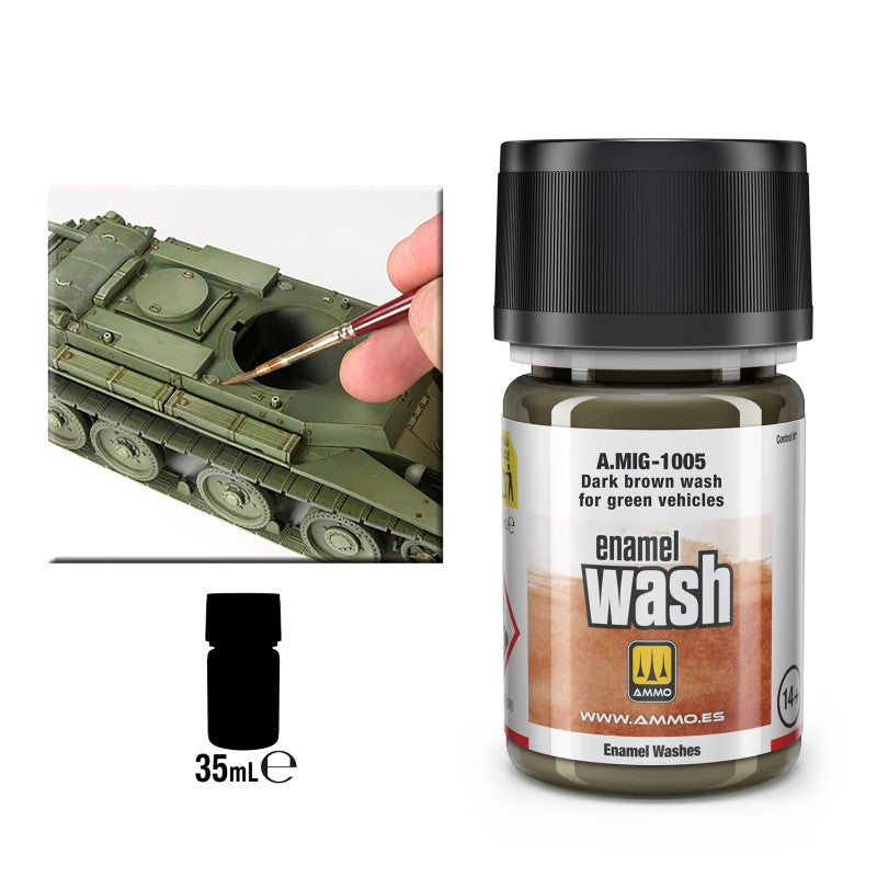 Ammo Wash Dark Brown for Green Vehicles (Tamno braon wash za zelena vozila) - A.MIG-1005