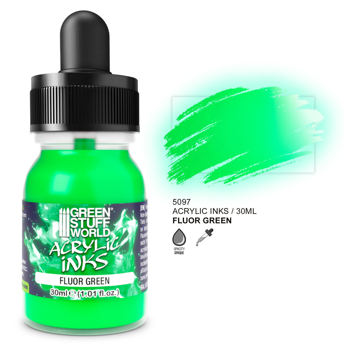 Green Stuff World Fluor Acrylic Ink Green fluorescentna akrilna tinta za farbanje figura i minijatura – Aždaja.rs