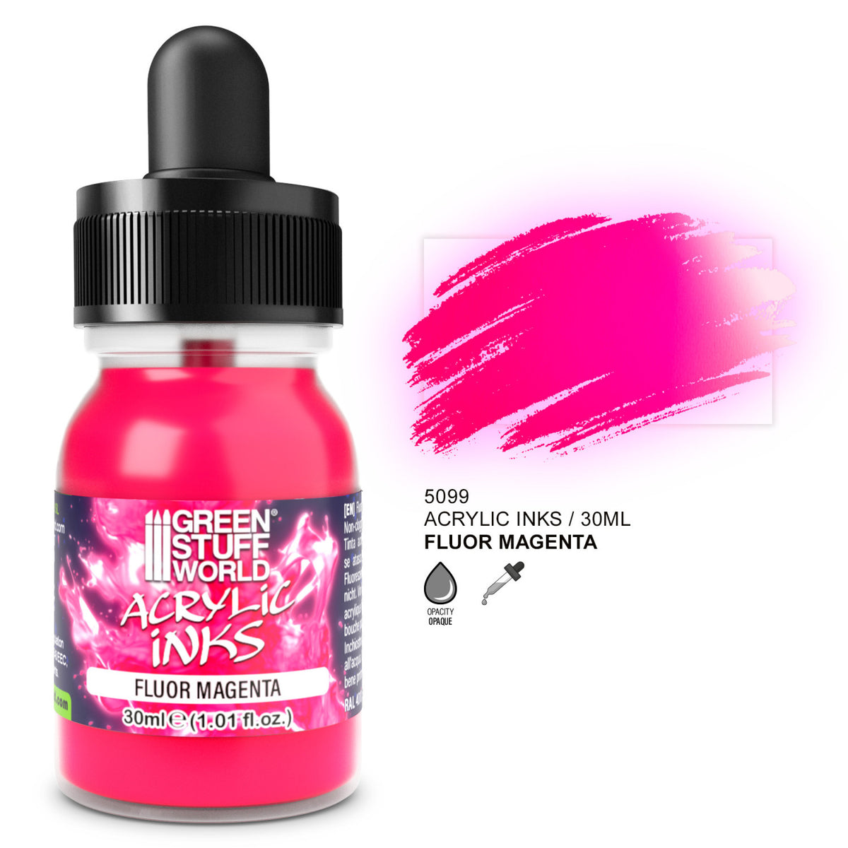 Green Stuff World Fluor Acrylic Ink Magenta fluorescentna pink akrilna tinta za figure, miniature i airbrush – Aždaja.rs