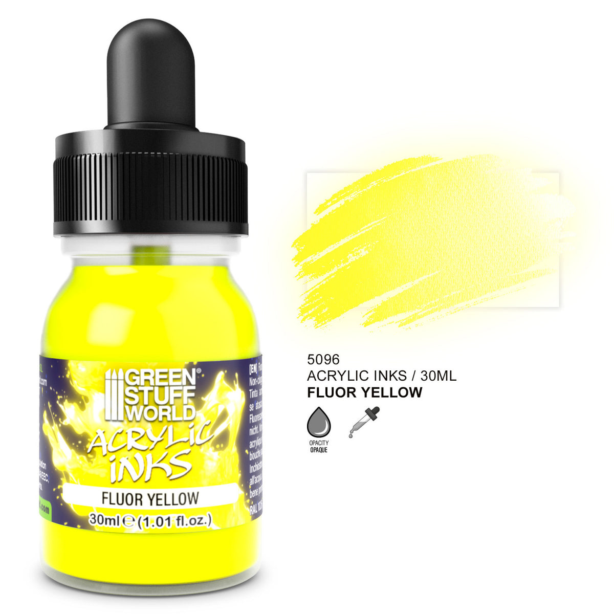 Green Stuff World Fluor Acrylic Ink Yellow jarko žuta fluorescentna akrilna tinta za modelarstvo i miniature – Aždaja.rs