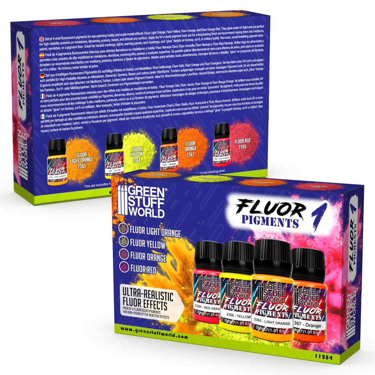 Fluor Pigments Set 30ml - No. 1 | Set Fluorescentnih Pigmenata Br. 1 (4x30ml)