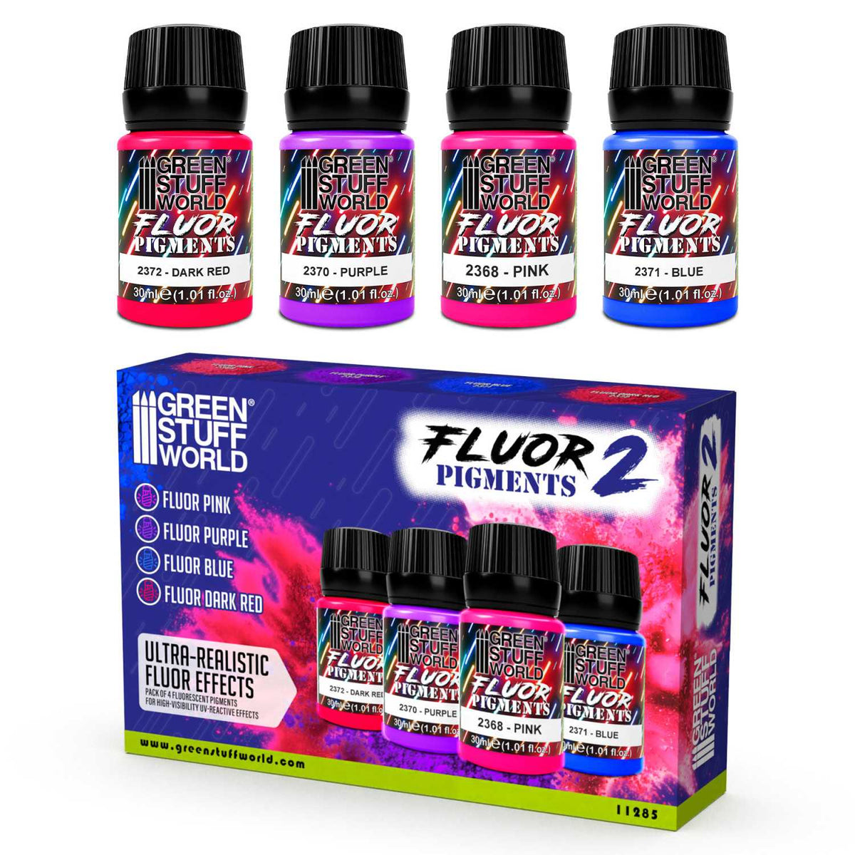 Fluor Pigments Set 30ml - No. 2 | Set Fluorescentnih Pigmenata Br. 2 (4x30ml)
