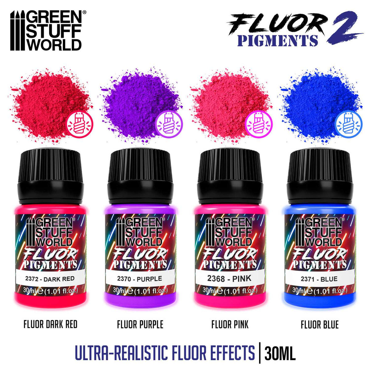Fluor Pigments Set 30ml - No. 2 | Set Fluorescentnih Pigmenata Br. 2 (4x30ml)