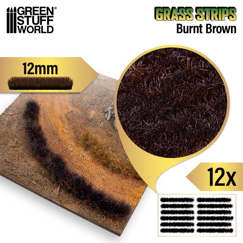 Grass Tuft Strips 12mm Burnt Brown | Trake trave 12mm spaljeno braon