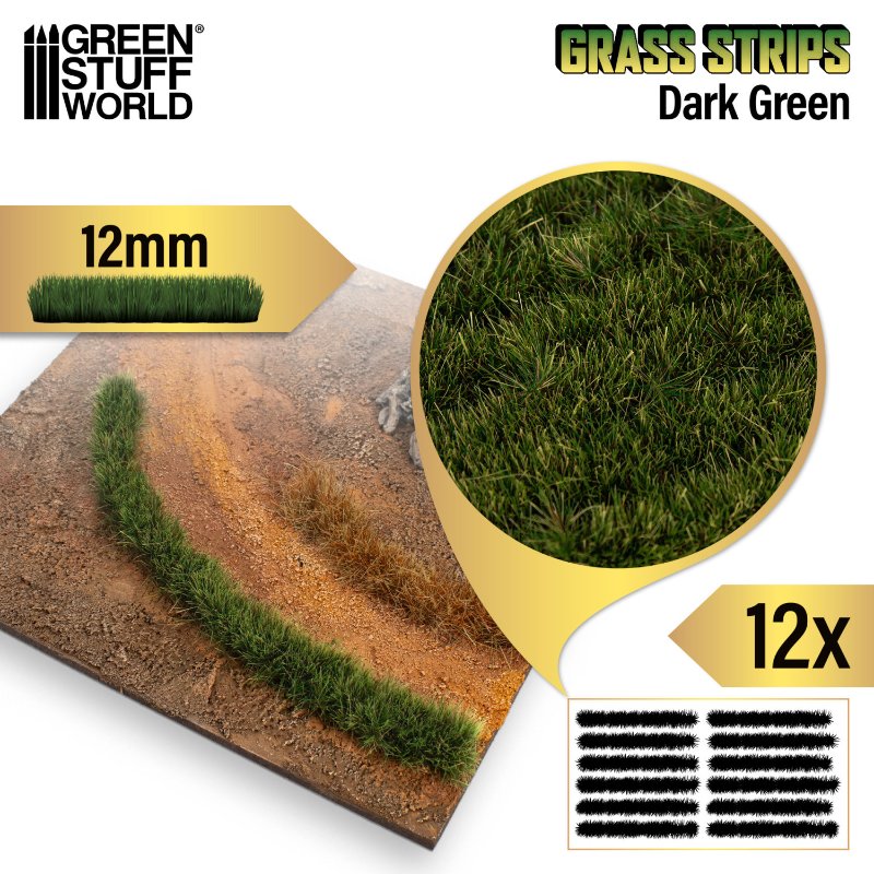 Grass Tuft Strips 12mm Dark Green | Trake trave 12mm tamno zelene