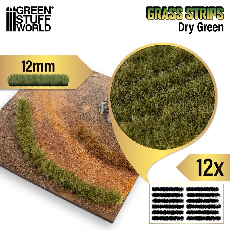 Grass Tuft Strips 12mm Dry Green | Trake trave 12mm suvo zelene