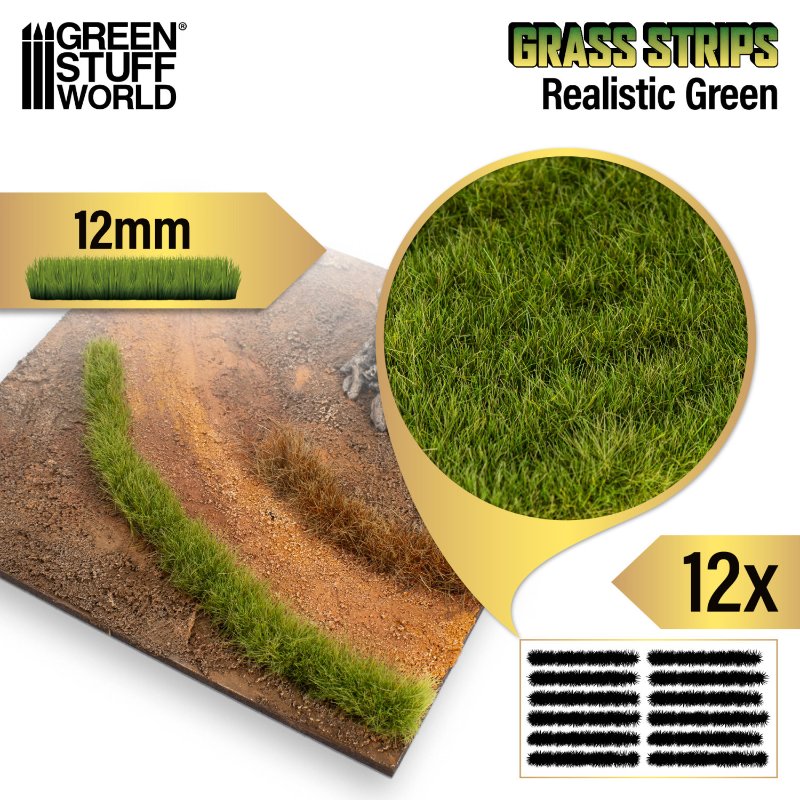 Grass Tuft Strips 12mm Realistic Green | Trake trave 12mm realistična zelena