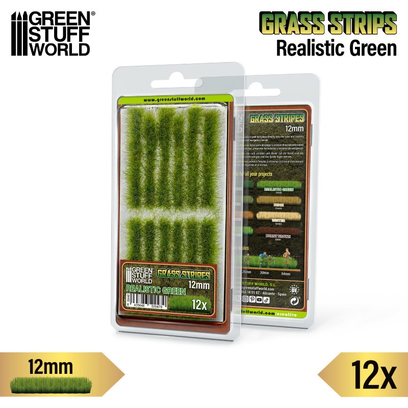 Grass Tuft Strips 12mm Realistic Green | Trake trave 12mm realistična zelena