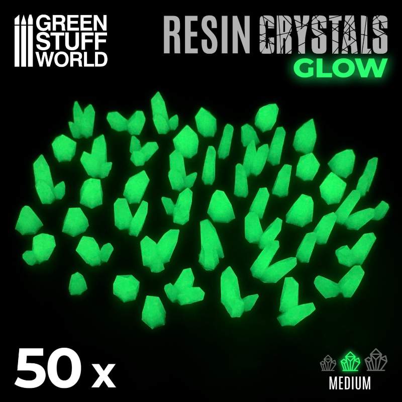 Green Glow Resin Crystals Medium | Svetleći zeleni smolasti kristali srednji 9-16mm (50 kom)