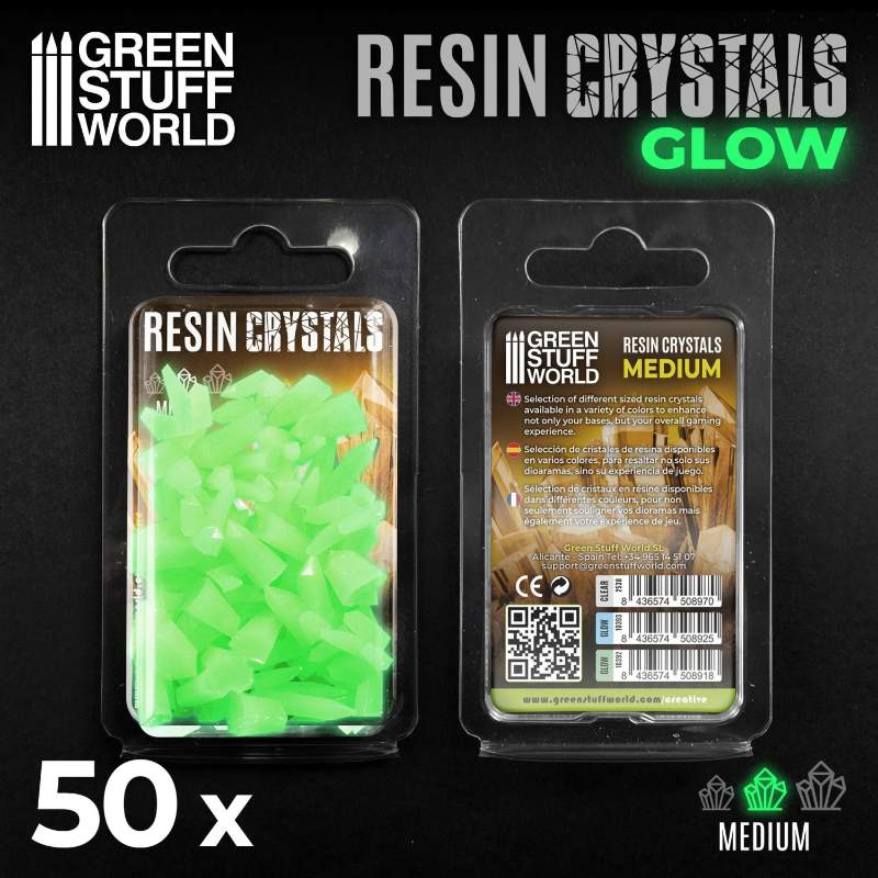 Green Glow Resin Crystals Medium | Svetleći zeleni smolasti kristali srednji 9-16mm (50 kom)