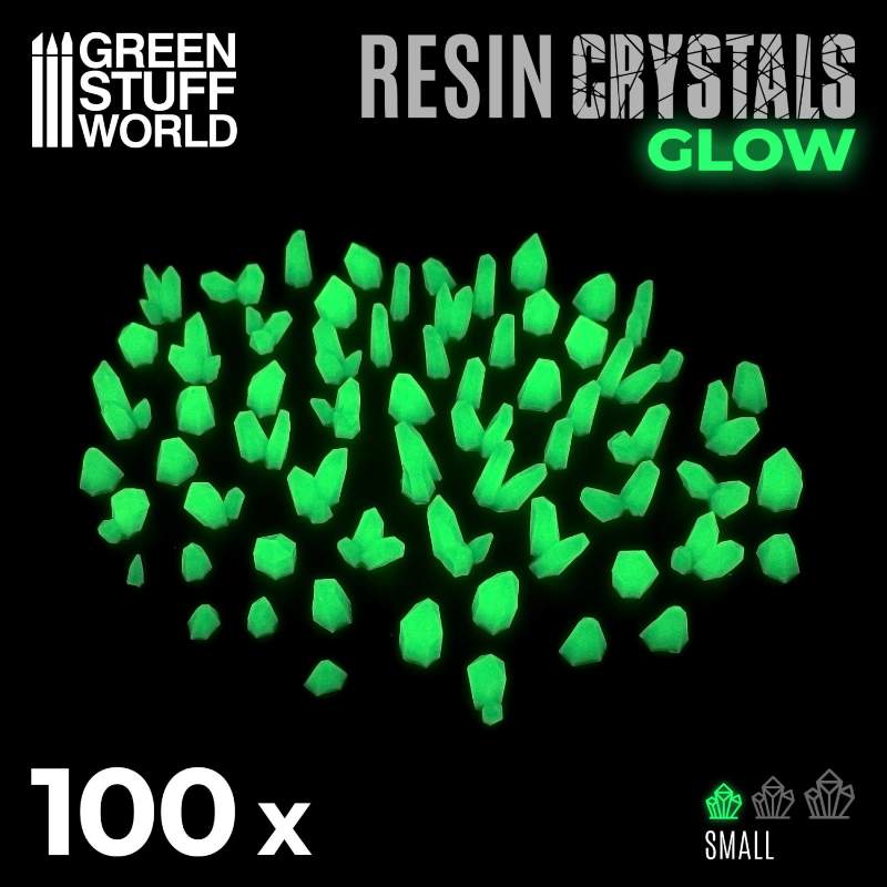 Green Glow Resin Crystals Small | Svetleći zeleni smolasti kristali mali 6-12mm (100 kom)