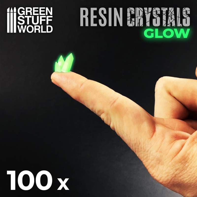 Green Glow Resin Crystals Small | Svetleći zeleni smolasti kristali mali 6-12mm (100 kom)