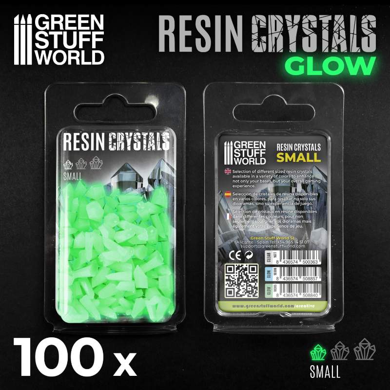Green Glow Resin Crystals Small | Svetleći zeleni smolasti kristali mali 6-12mm (100 kom)