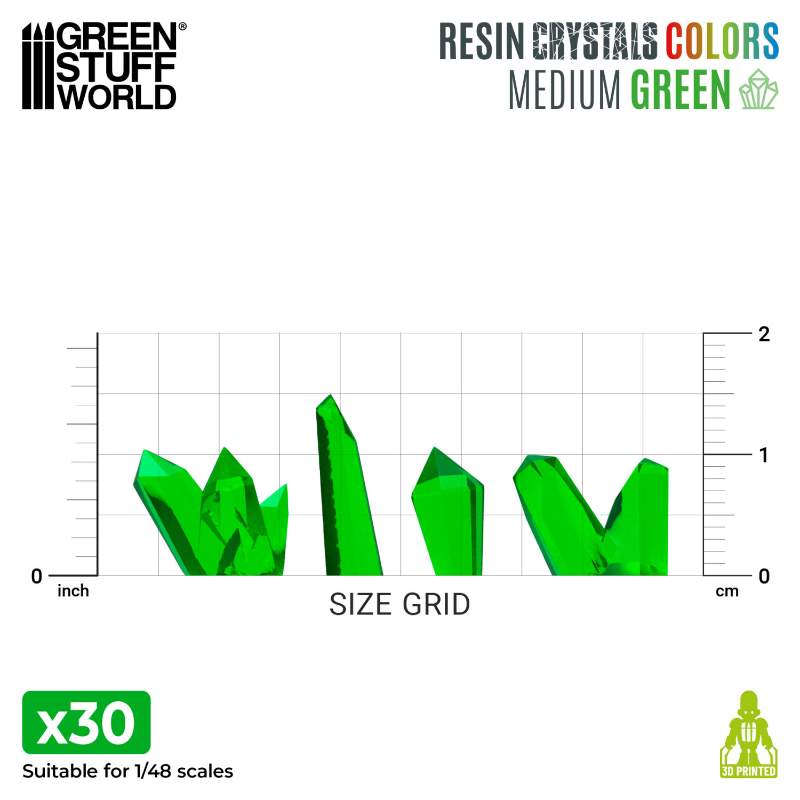 Green Resin Crystals Medium | Zeleni smolasti kristali srednji 9-16mm (30 kom)