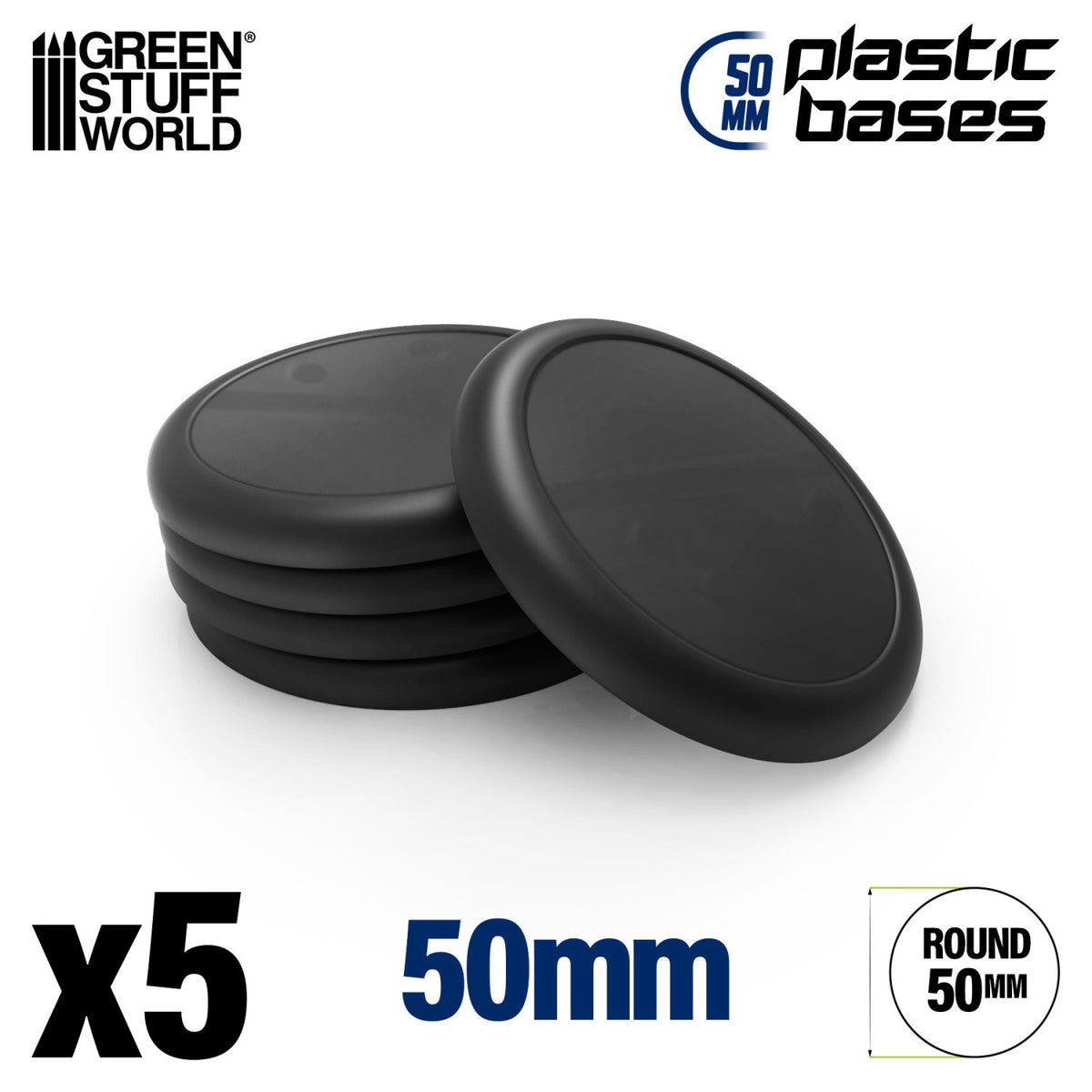 Plastic Round Base with Lips 50mm (Pack x5) | Plastična Postolja 50mm