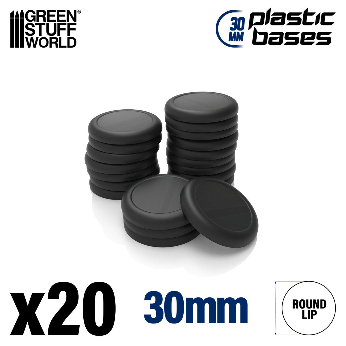 Plastic Round Base with Lips 30mm (Pack x20) | Plastična Postolja 30mm
