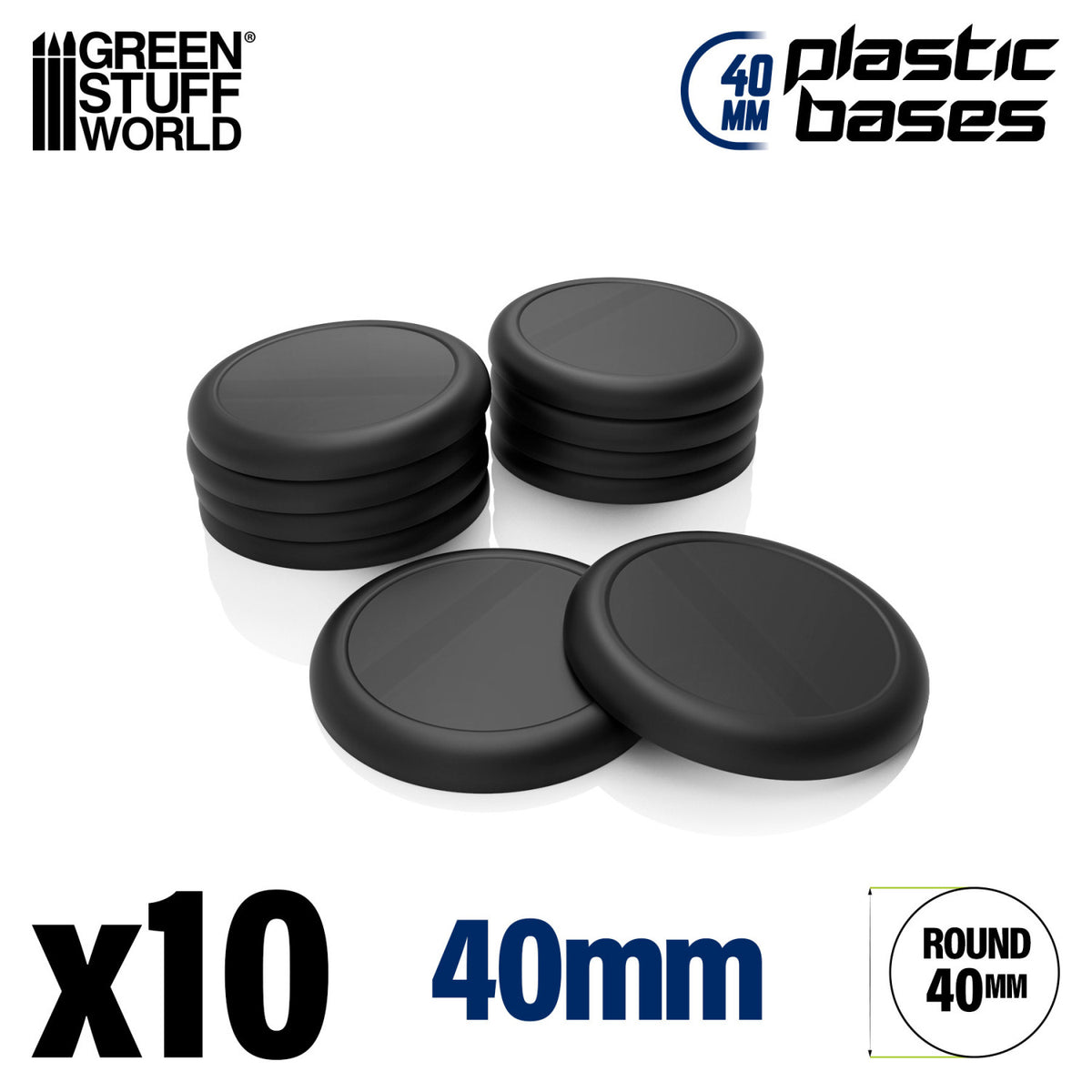 Plastic Round Base with Lips 40mm (Pack x10) | Plastična Postolja 40mm