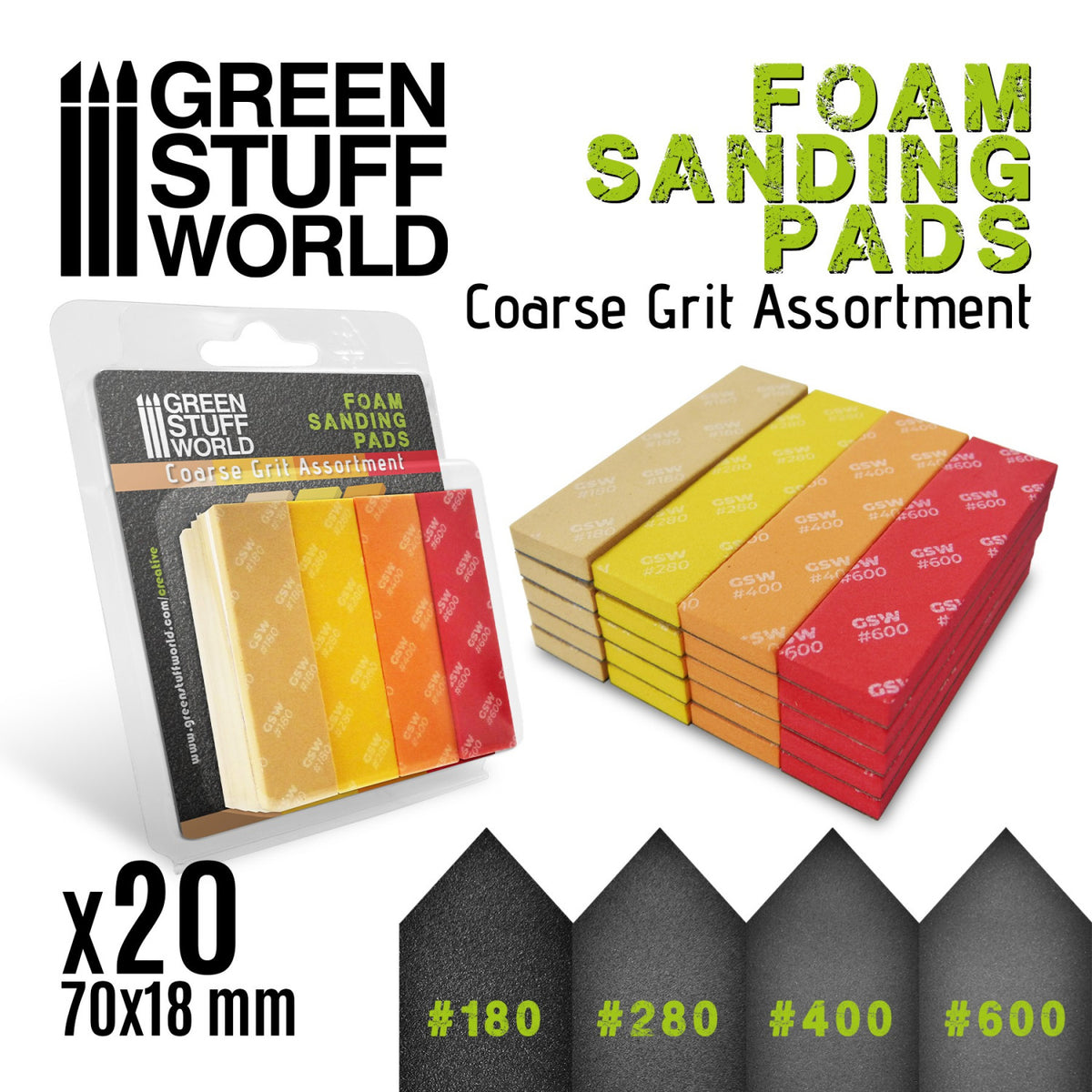 FOAM Sanding Pads - COARSE GRIT ASSORTMENT (pack x20)