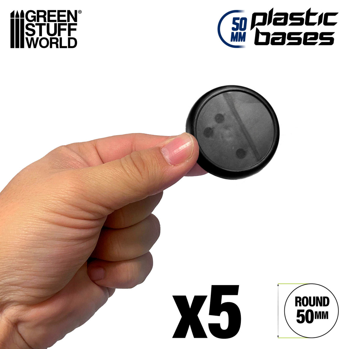 Plastic Round Base with Lips 50mm (Pack x5) | Plastična Postolja 50mm