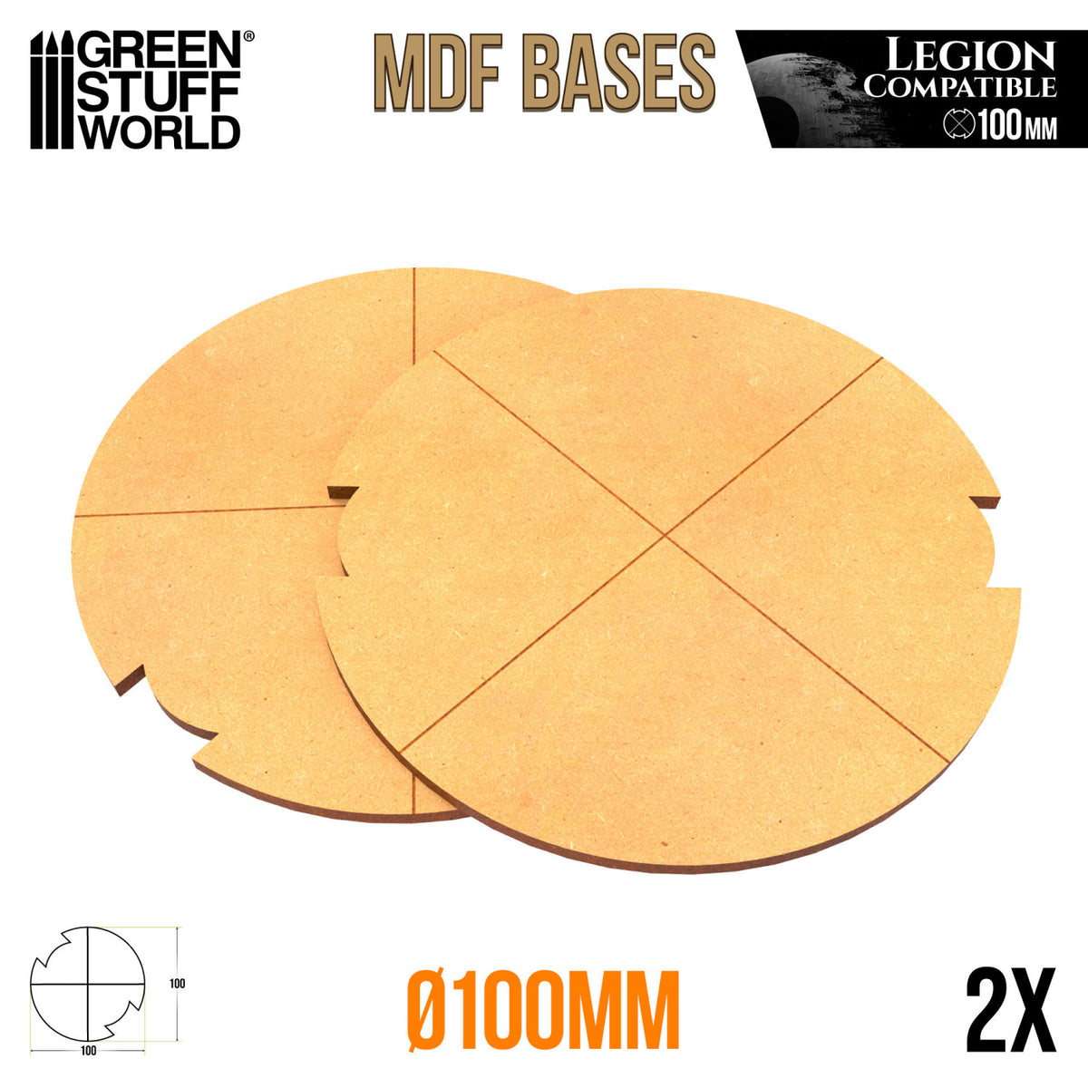 MDF Round Base 100mm - Pack x2 LEGION (3mm) | Postolje za Minijature 100mm