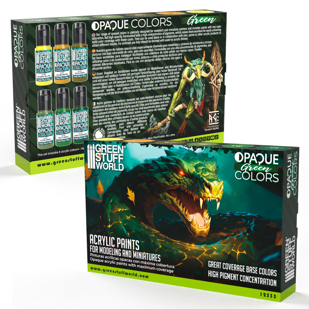 PAINT SET - Opaque Colors GREEN (Box x6)