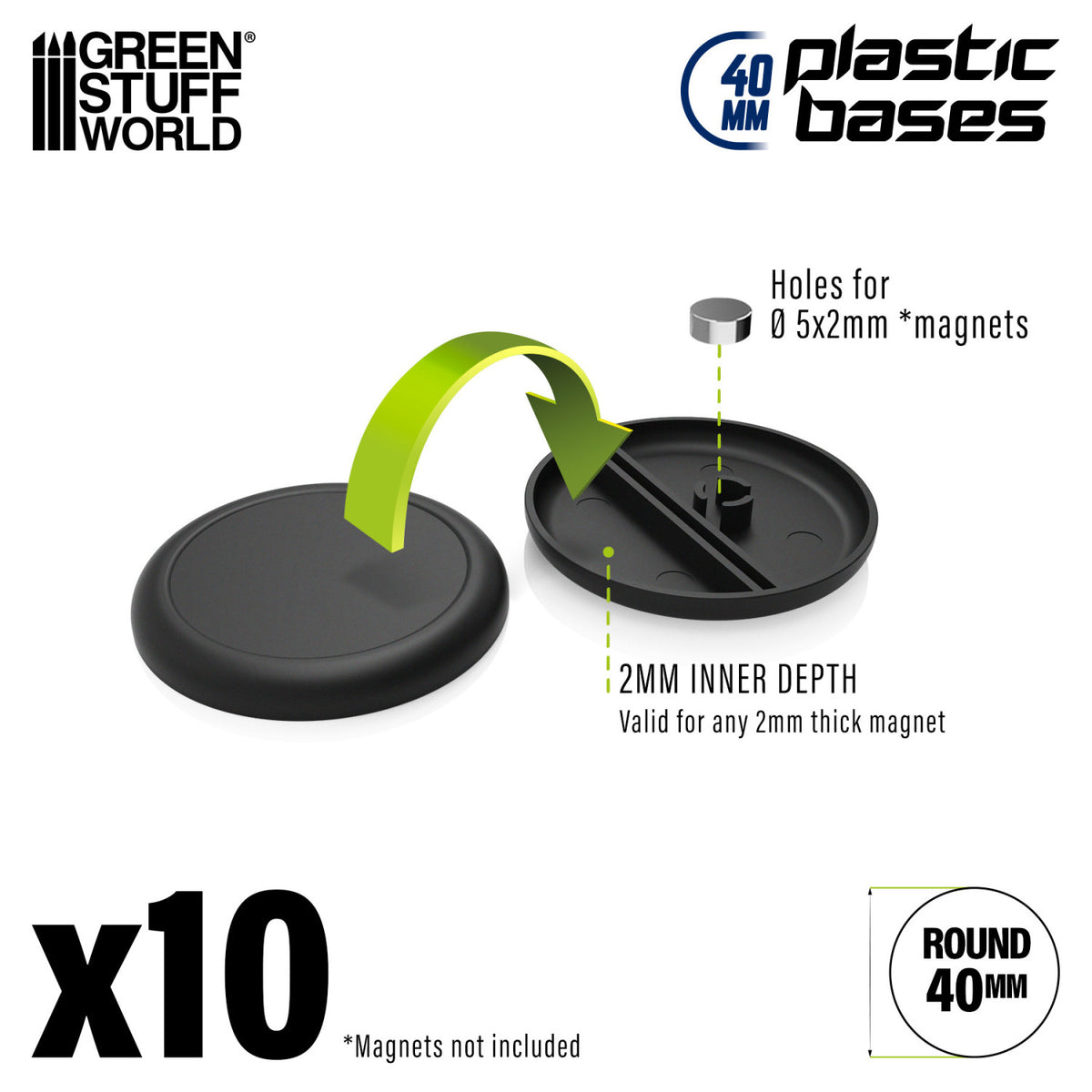 Plastic Round Base with Lips 40mm (Pack x10) | Plastična Postolja 40mm