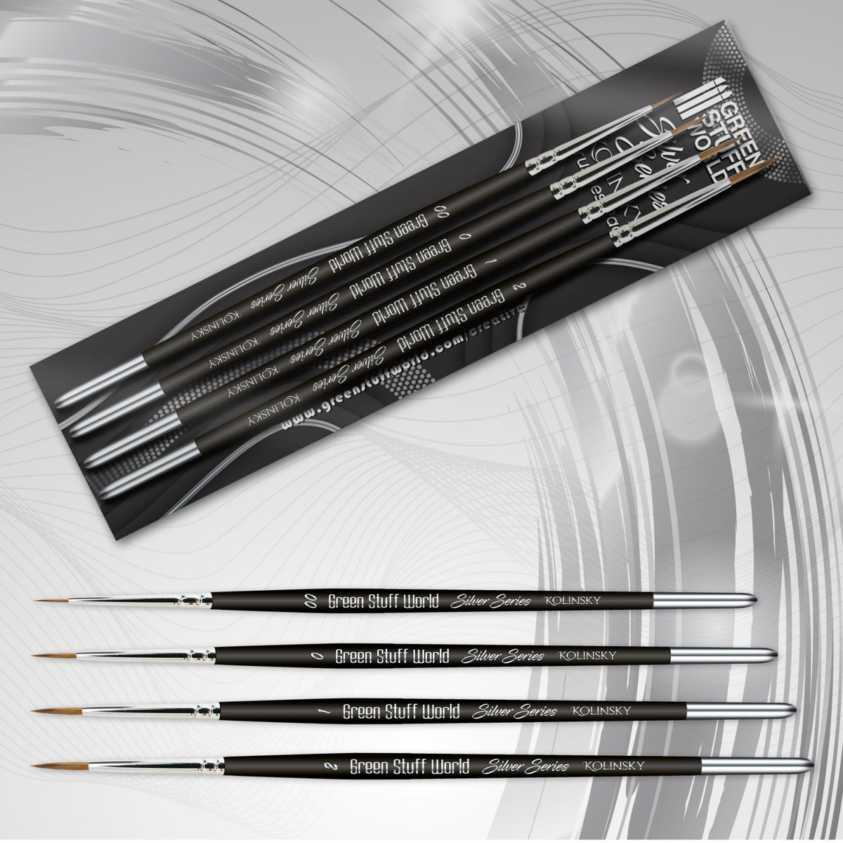 Kolinsky Brushes - SILVER SERIE PACK x4