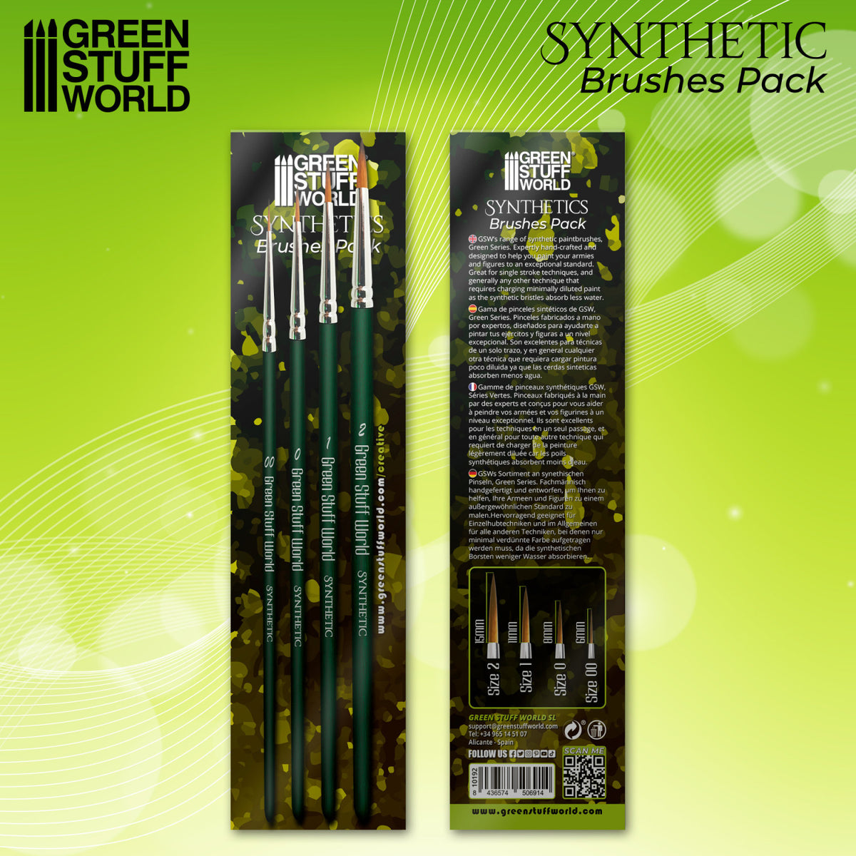 Synthetic Brushes - GREEN SERIE PACK x4