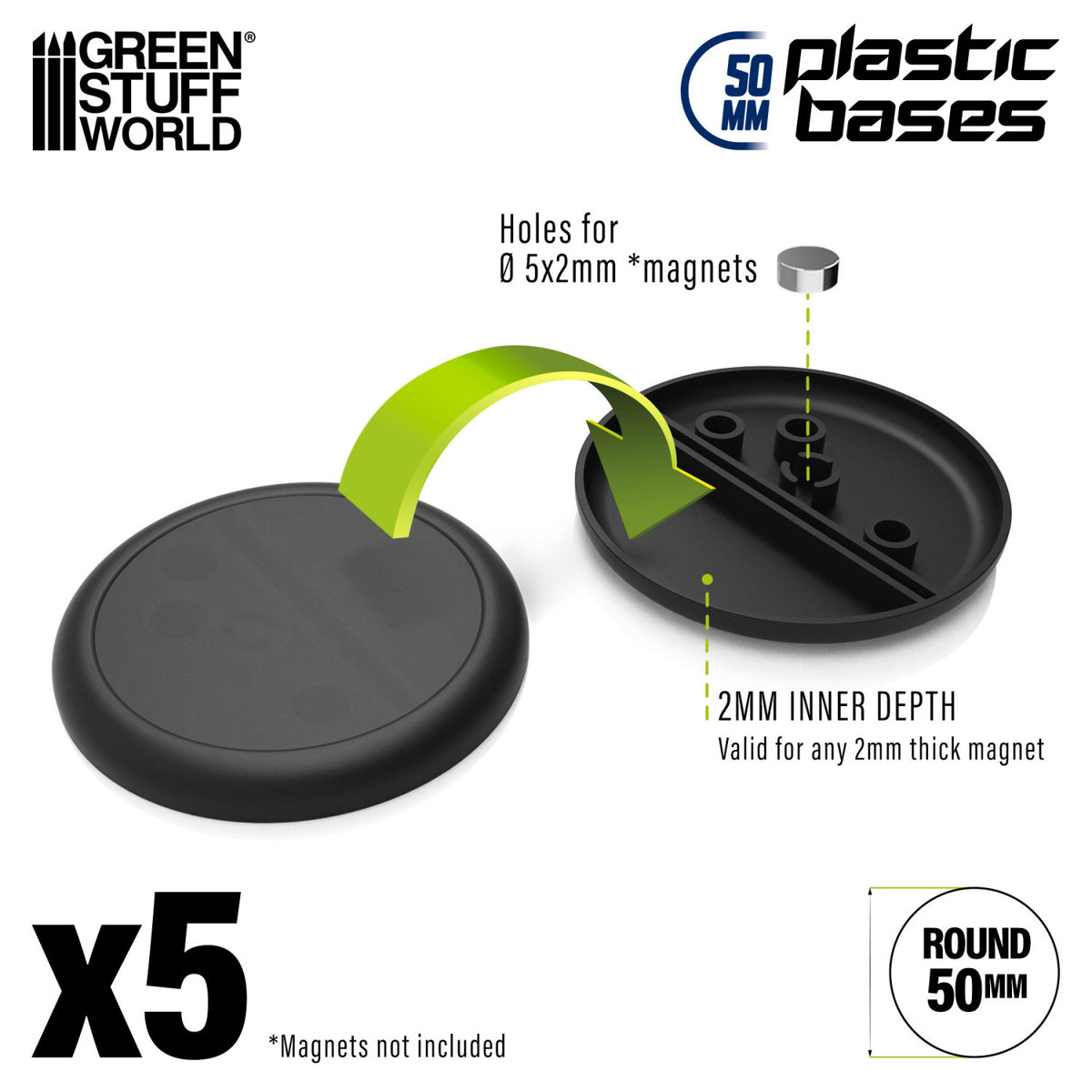 Plastic Round Base with Lips 50mm (Pack x5) | Plastična Postolja 50mm