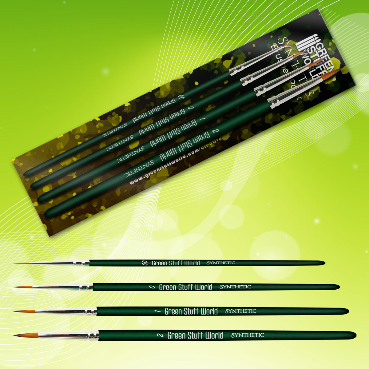Synthetic Brushes - GREEN SERIE PACK x4