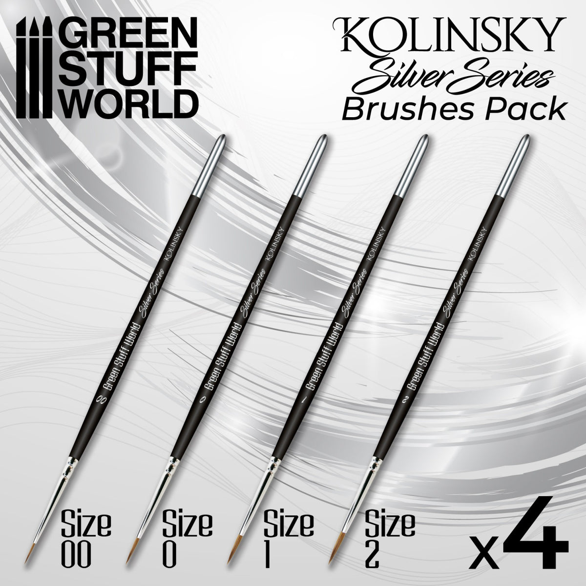 Kolinsky Brushes - SILVER SERIE PACK x4
