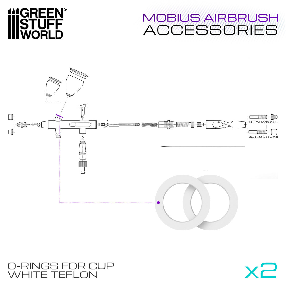 Gaahleri Mobius Airbrush Paint Cup O-Rings (PTFE) | O-Prstenovi za Posudu Mobius Airbrusha