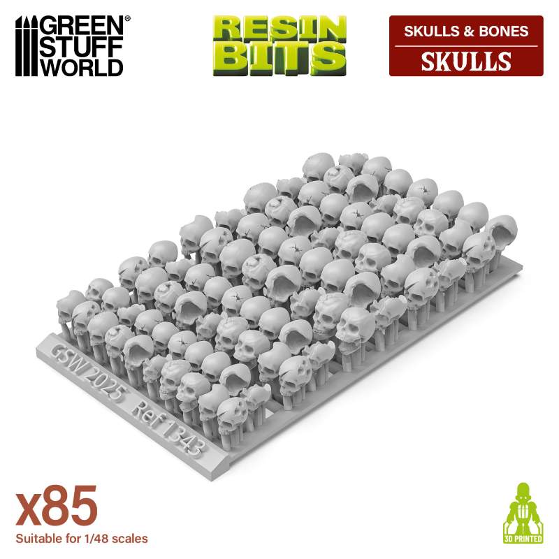 Resin Skulls Pack | 3D štampane lobanje (85 kom, 1:48-1:35 razmera)
