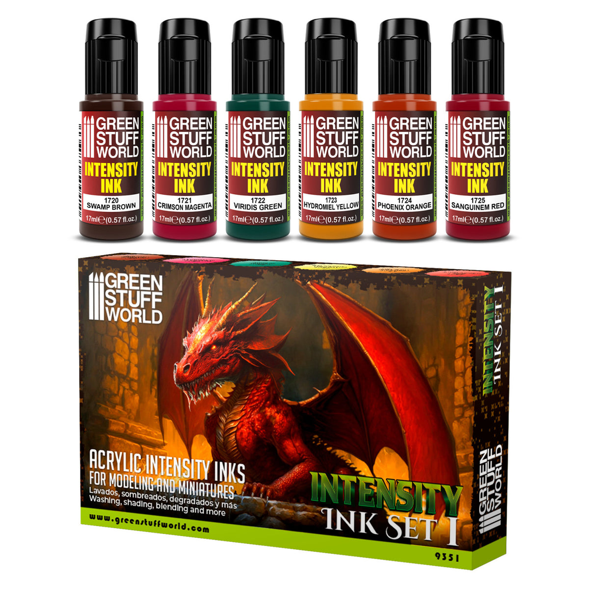 Set x6 Intensity Inks – komplet 6 mat akrilnih tinta 17ml
