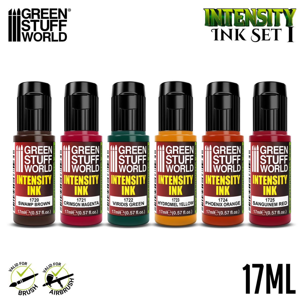 Set x6 Intensity Inks – prikaz bočica akrilnih tinta za modelarstvo