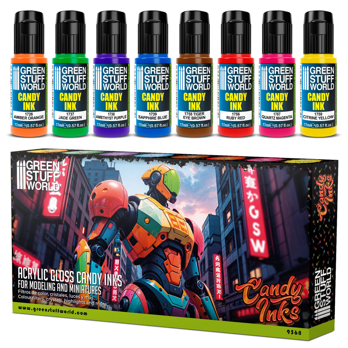 Acrylic Candy Ink Paints Set x8 – komplet transparentnih akrilnih tinta 17ml