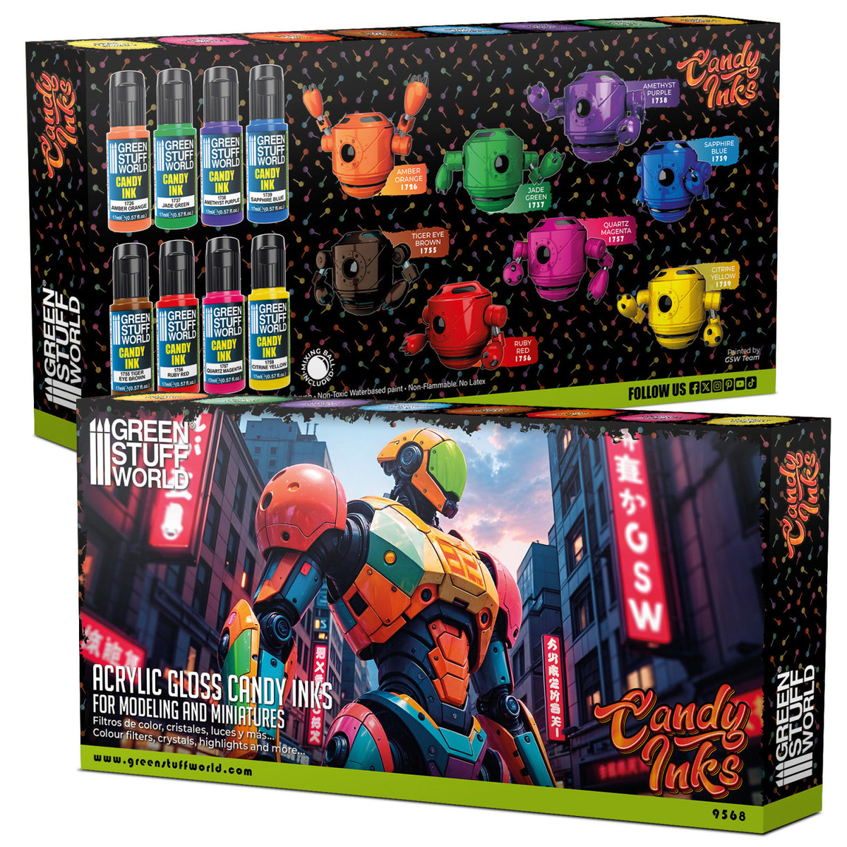 Acrylic Candy Ink Paints Set – 8 boja visokog sjaja za airbrush i četkicu