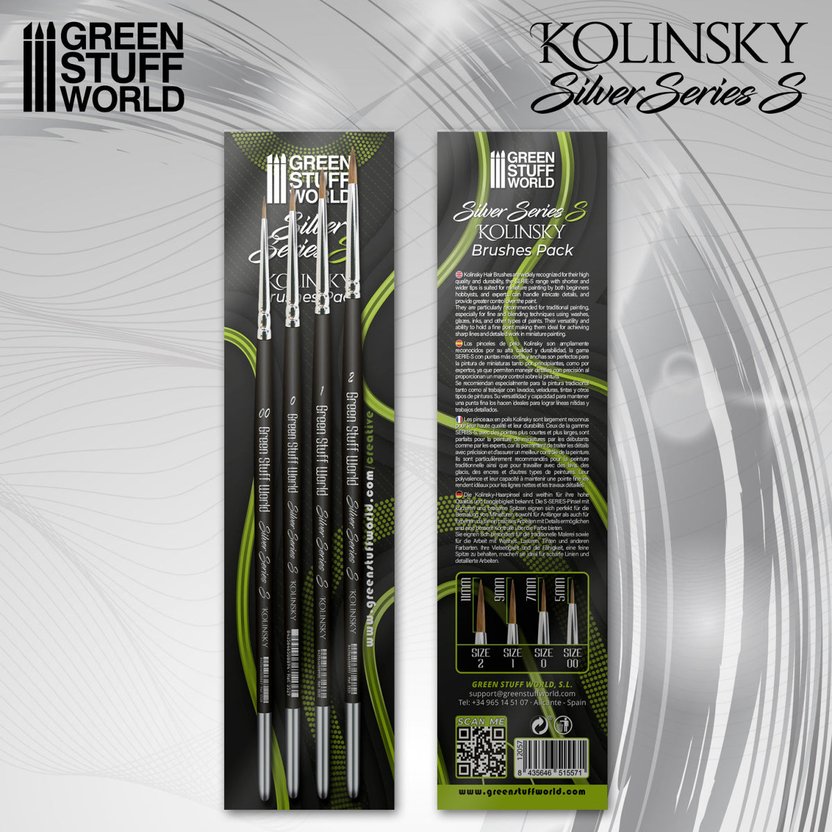 Kolinsky SILVER SERIES (S) Paint Brush Set