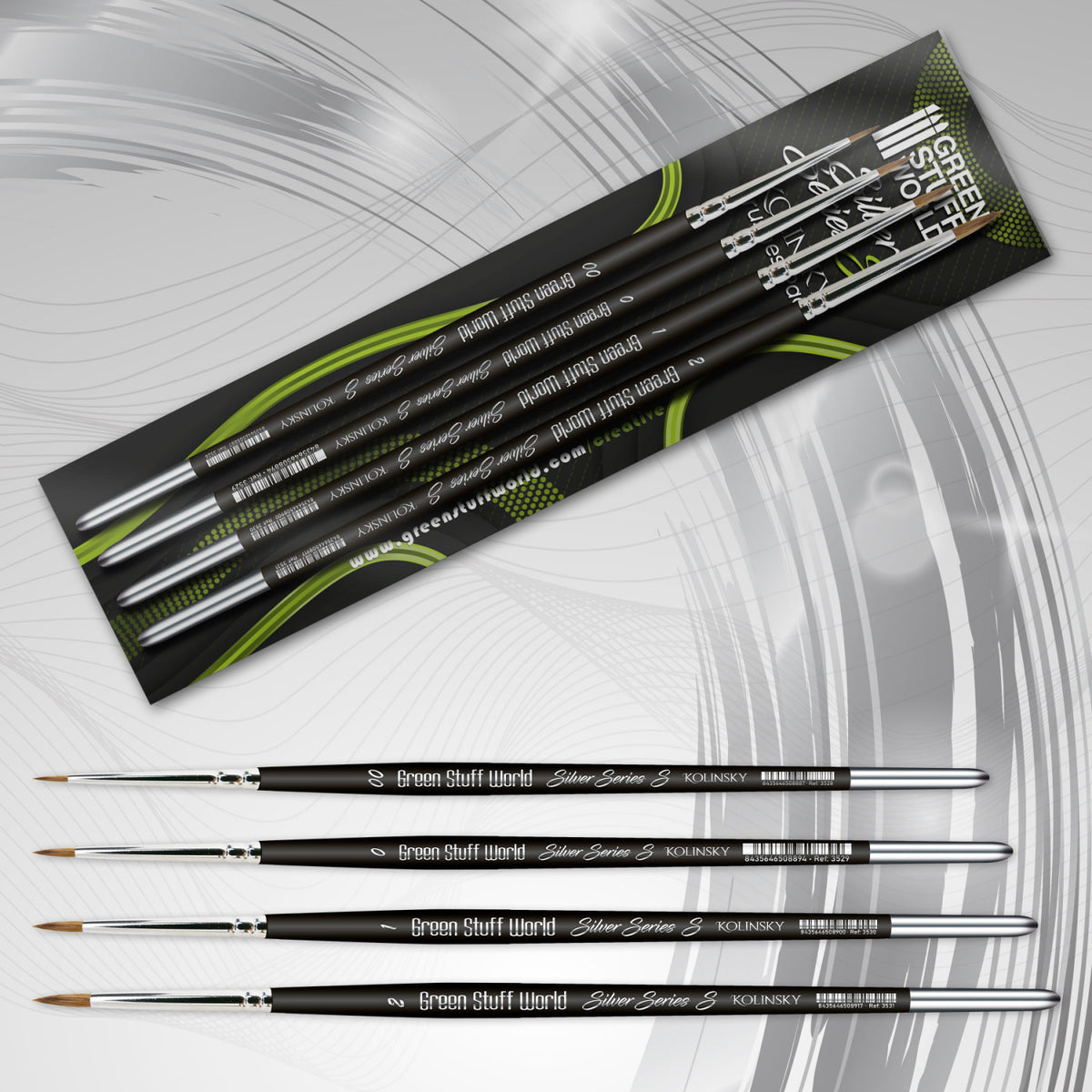 Kolinsky SILVER SERIES (S) Paint Brush Set