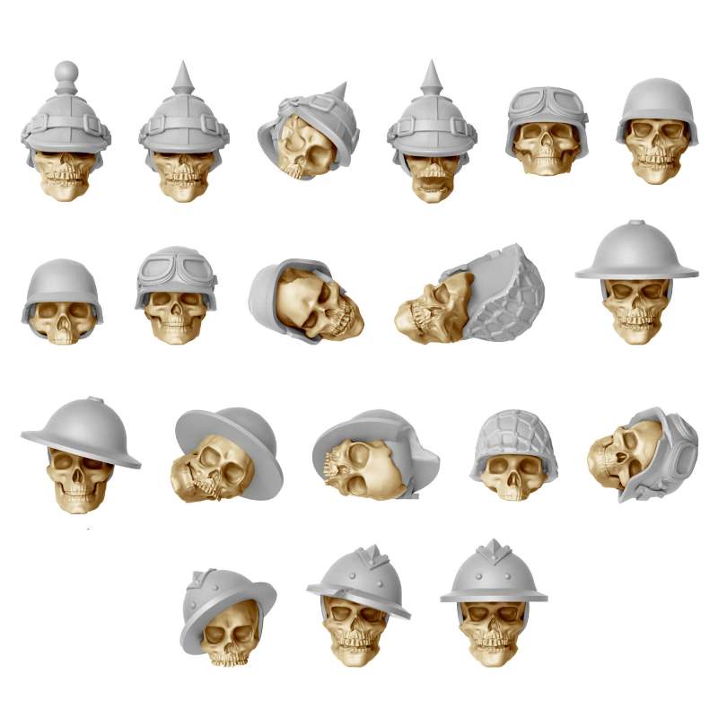 Resin Skulls with Helmets Set | 3D štampane lobanje sa šlemom (40 kom, 1:48 razmera)