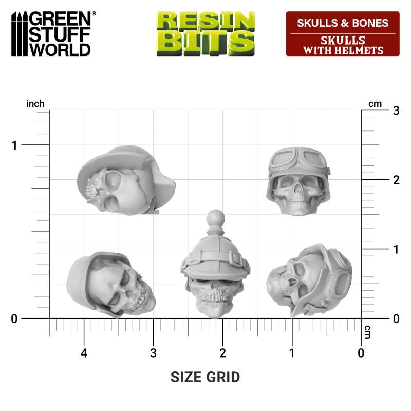 Resin Skulls with Helmets Set | 3D štampane lobanje sa šlemom (40 kom, 1:48 razmera)