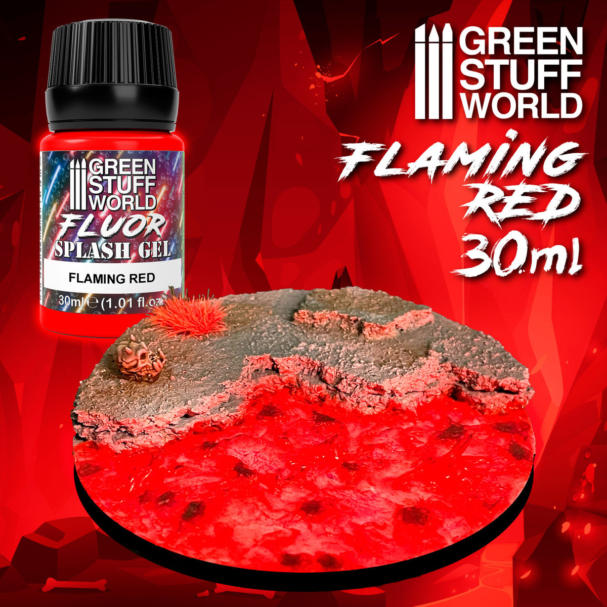 Splash Gel Flaming Red Fluor 30ml – akrilni gel za realističan efekat plamena i magme na figurama i dioramama