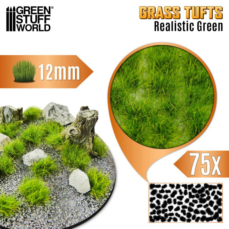 Static Grass Tufts 12mm Realistic Green | Buseni trave 12mm realistična zelena