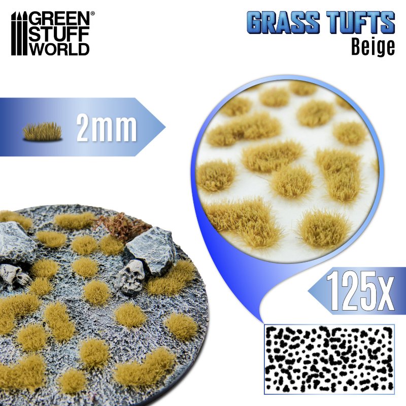 Static Grass Tufts 2mm Beige | Buseni trave 2mm bež