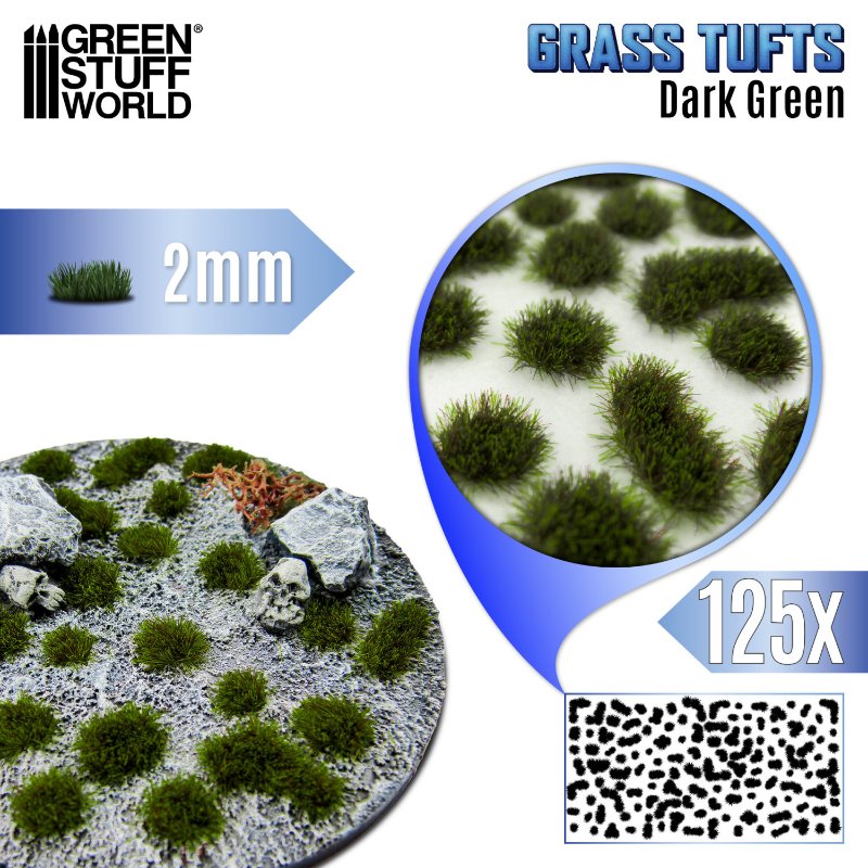 Static Grass Tufts 2mm Dark Green | Buseni trave 2mm tamno zeleni