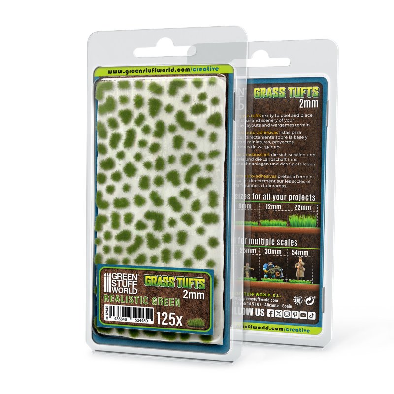 Static Grass Tufts 2mm Realistic Green | Buseni trave 2mm realistična zelena