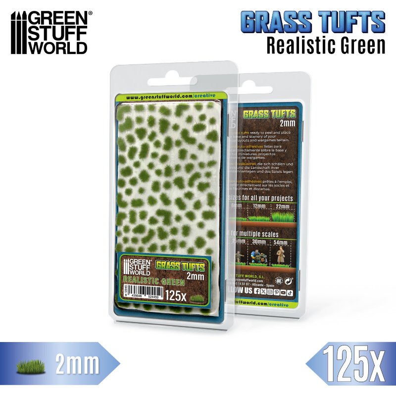 Static Grass Tufts 2mm Realistic Green | Buseni trave 2mm realistična zelena