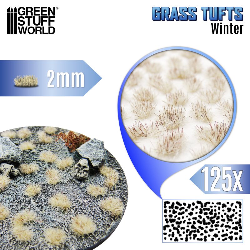 Static Grass Tufts 2mm Winter White | Buseni trave 2mm zimsko beli