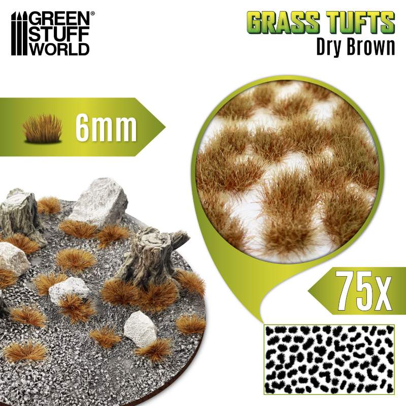 Static Grass Tufts 6mm Dry Brown (75 pcs) | Buseni trave 6mm suvo braon (75 kom)